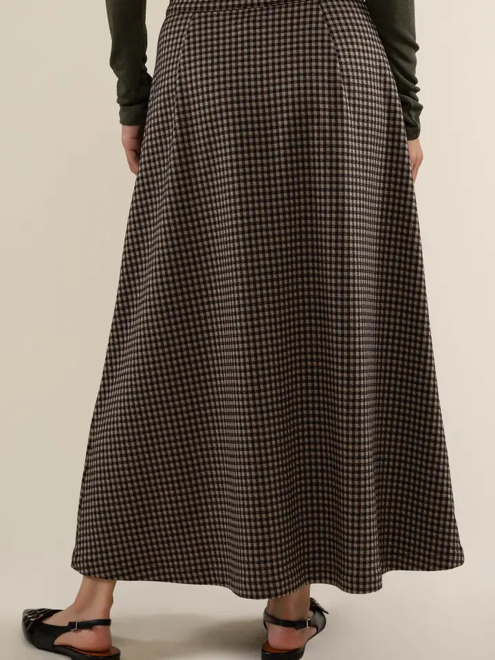River Gingham A-Line Maxi Skirt
