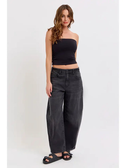 Black Barrel Leg Jean