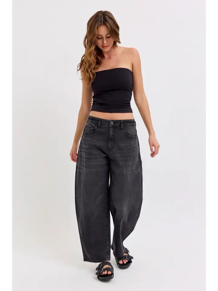 Black Barrel Leg Jean