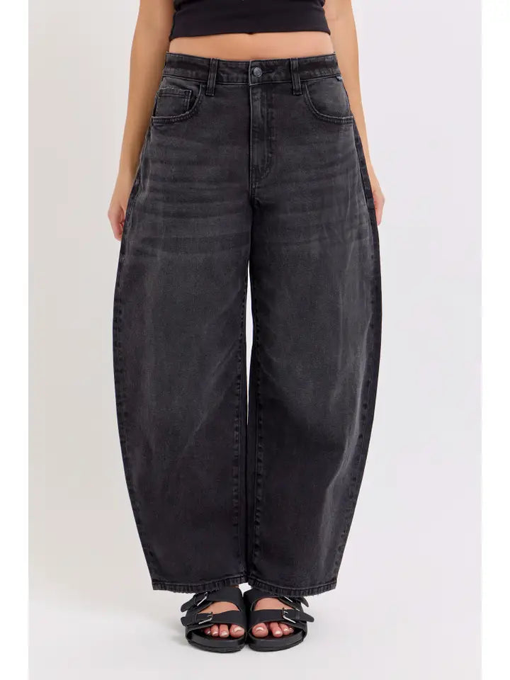 Black Barrel Leg Jean