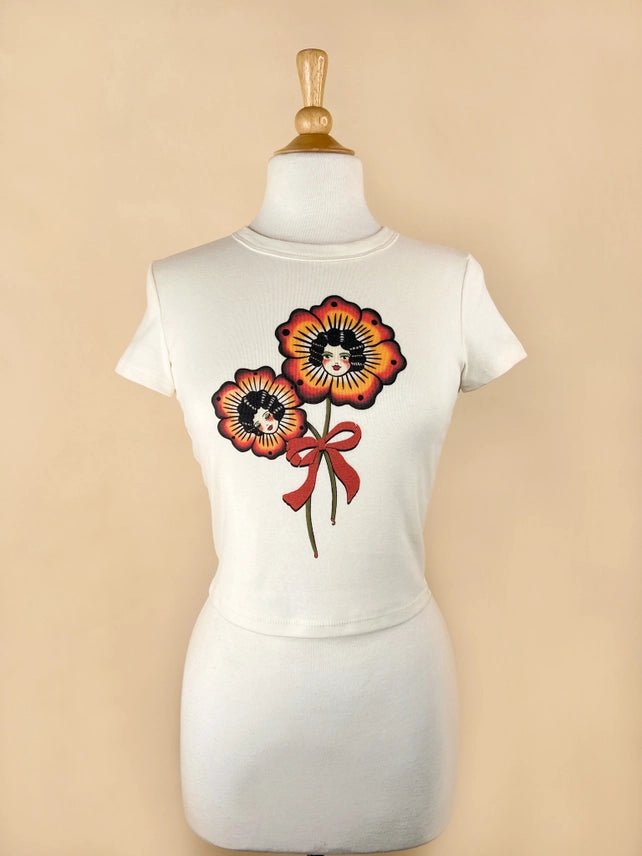 Blossom Sisters Cropped Baby Tee