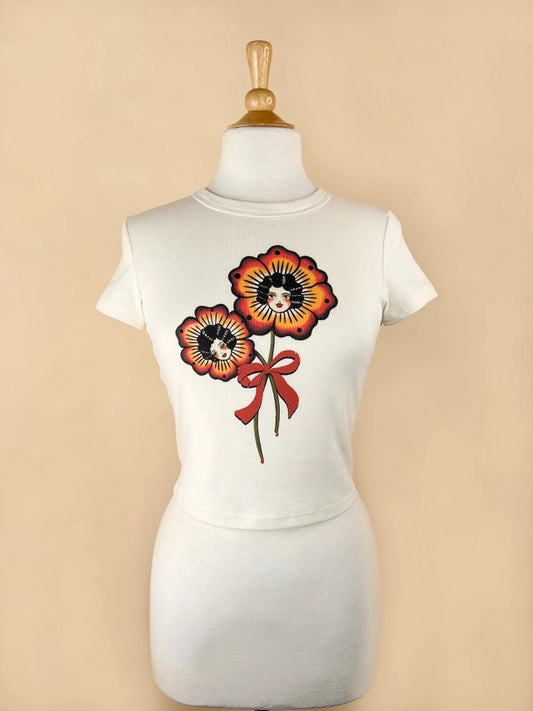 Blossom Sisters Cropped Baby Tee