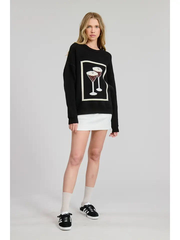 Double Espresso Martini Jacquard Sweater Top