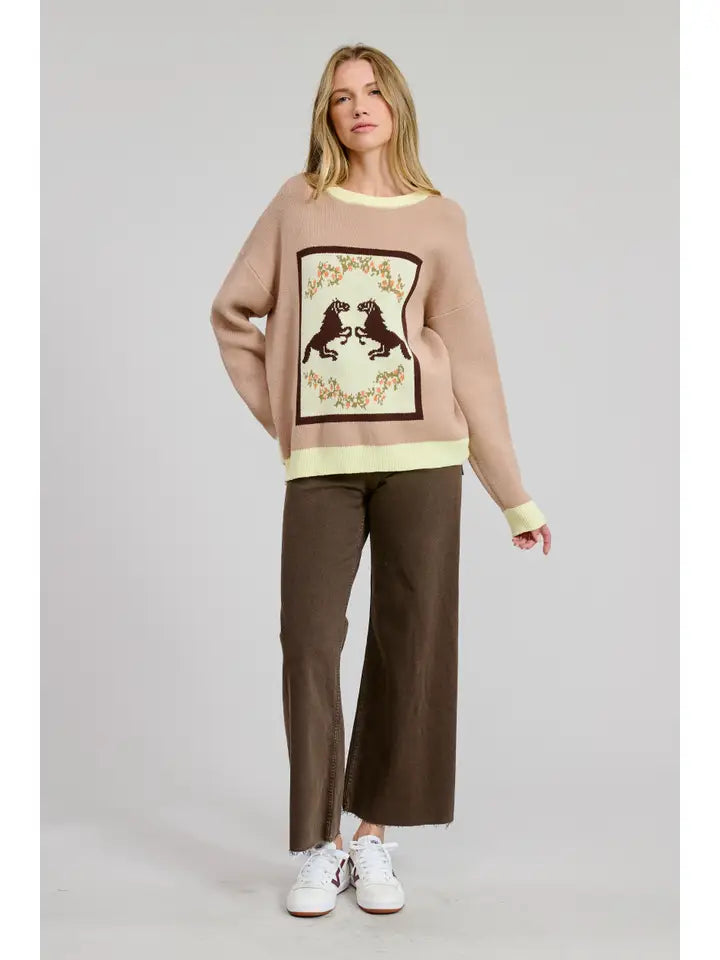 Equine Crew Neck Sweater Top
