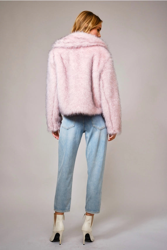 Faux Two-Tone Fur Hook & Eye Enclosure Coat