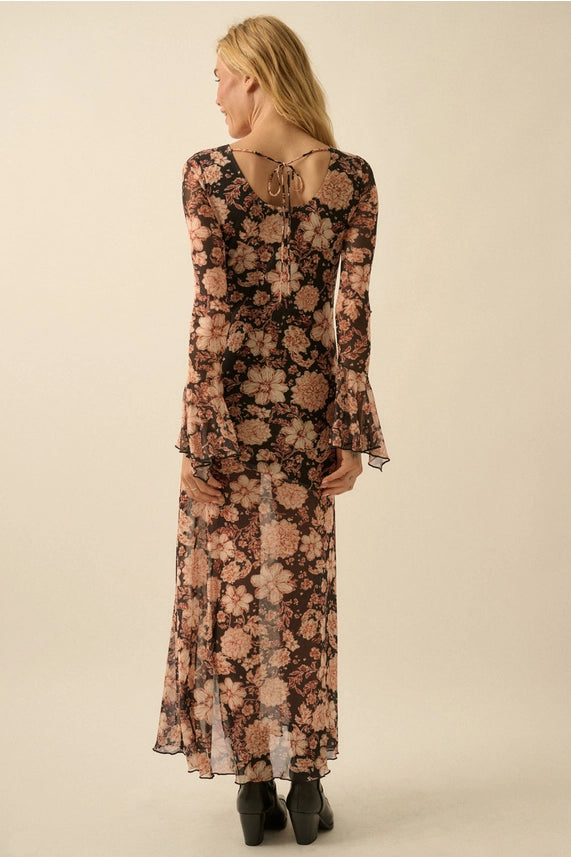 Floral Mesh Maxi Dress