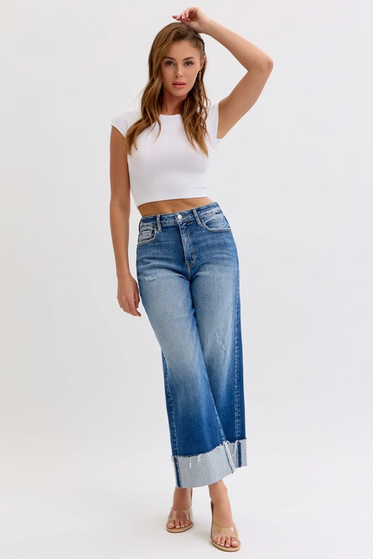 High Rise Crop Wide Leg with Cuff