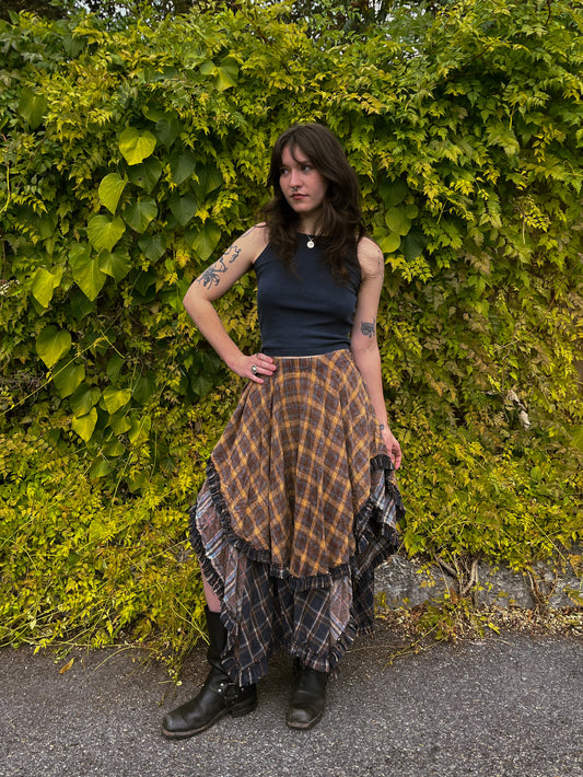 Plaid Asymmetrical Skirt