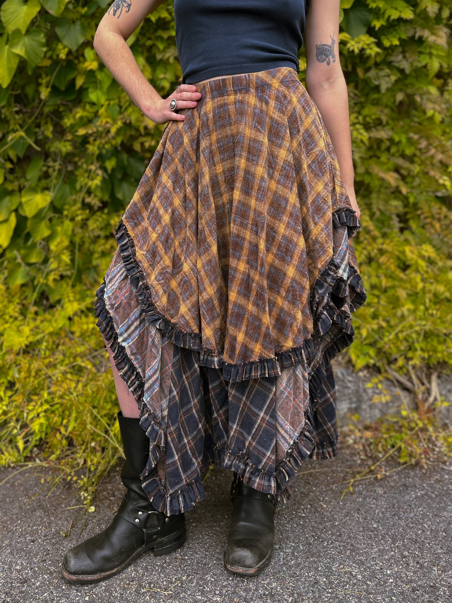 Plaid Asymmetrical Skirt