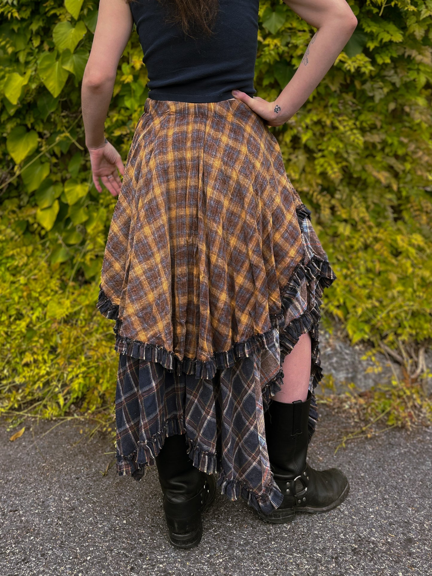 Plaid Asymmetrical Skirt