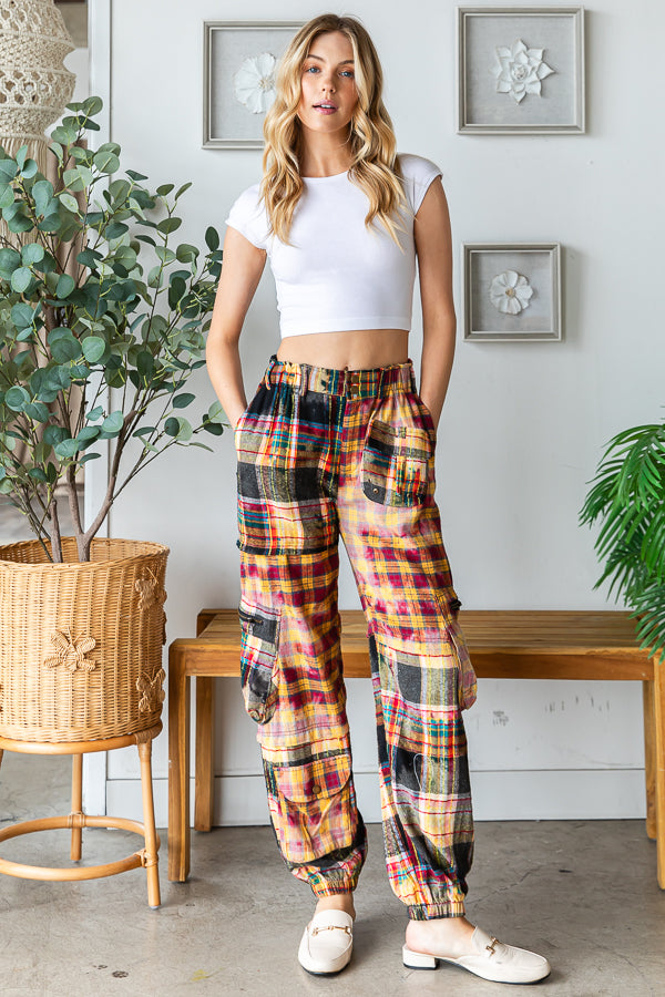Multi Pocket Plaid Pants
