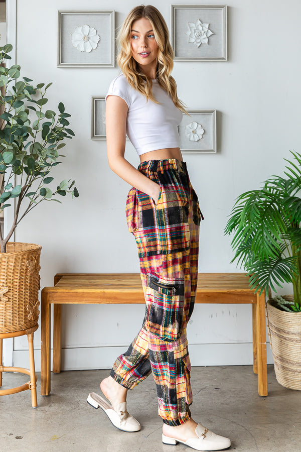 Multi Pocket Plaid Pants