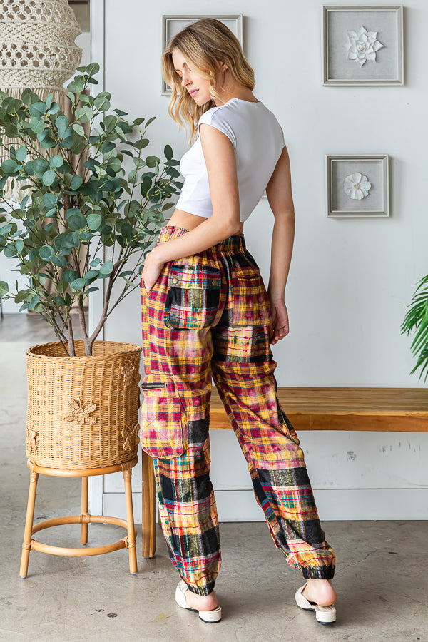 Multi Pocket Plaid Pants