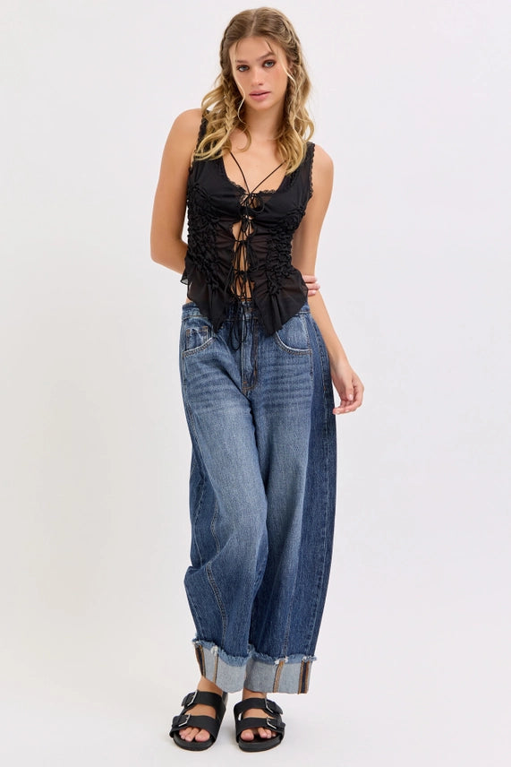 Mid Waisted Barrel Leg with Cuff (Med. Wash)