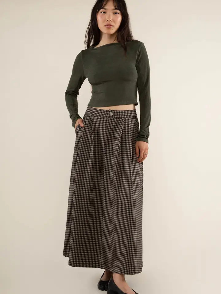 River Gingham A-Line Maxi Skirt