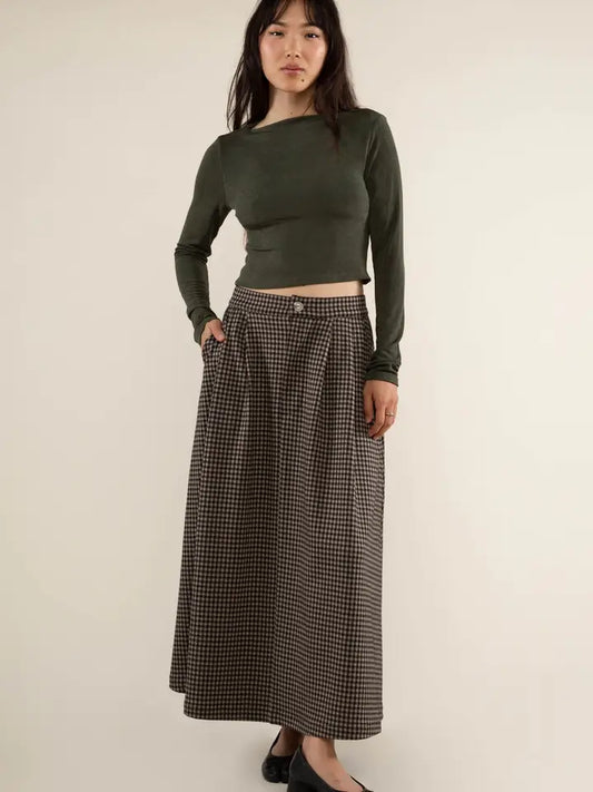 River Gingham A-Line Maxi Skirt