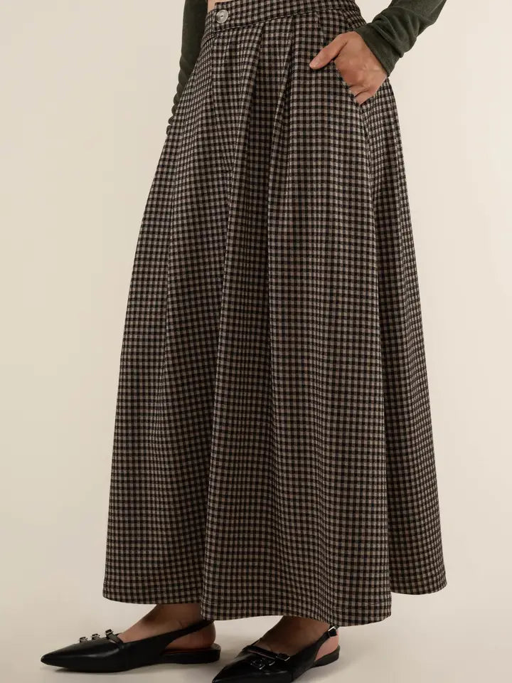 River Gingham A-Line Maxi Skirt