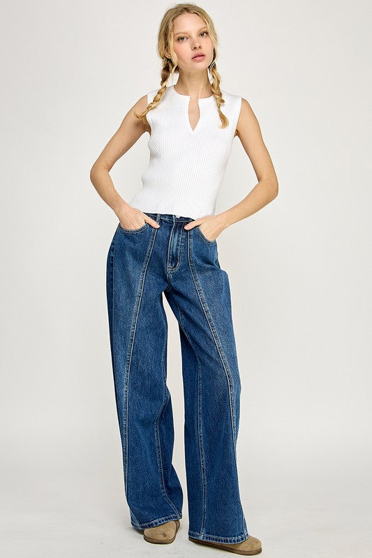 Soft Denim Straight Wide Leg Highwaist Jean