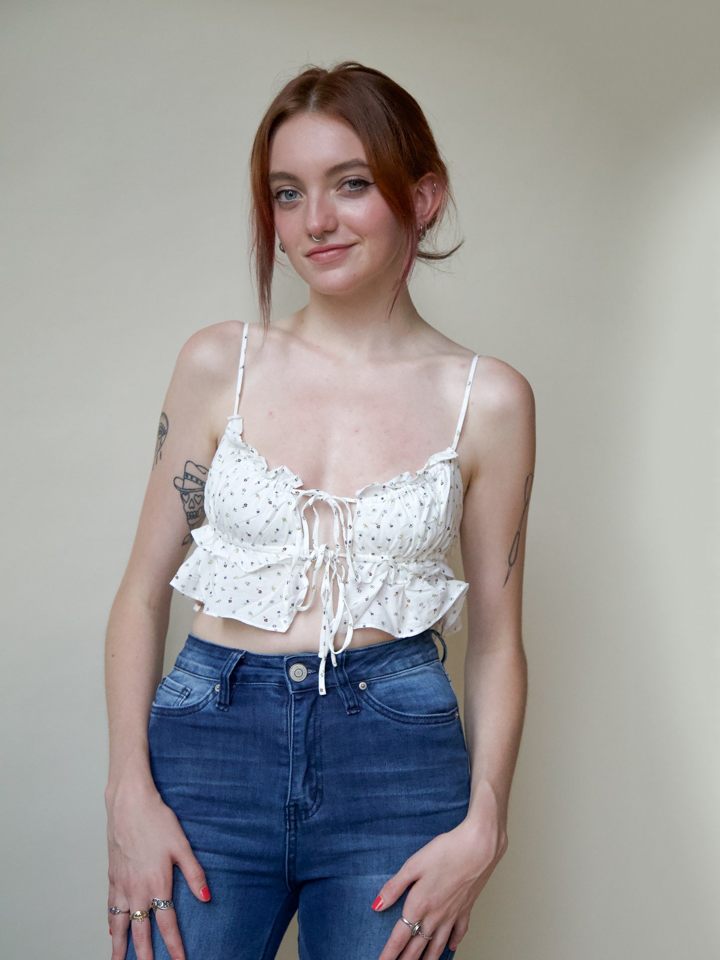 Floral Ruched Crop Top