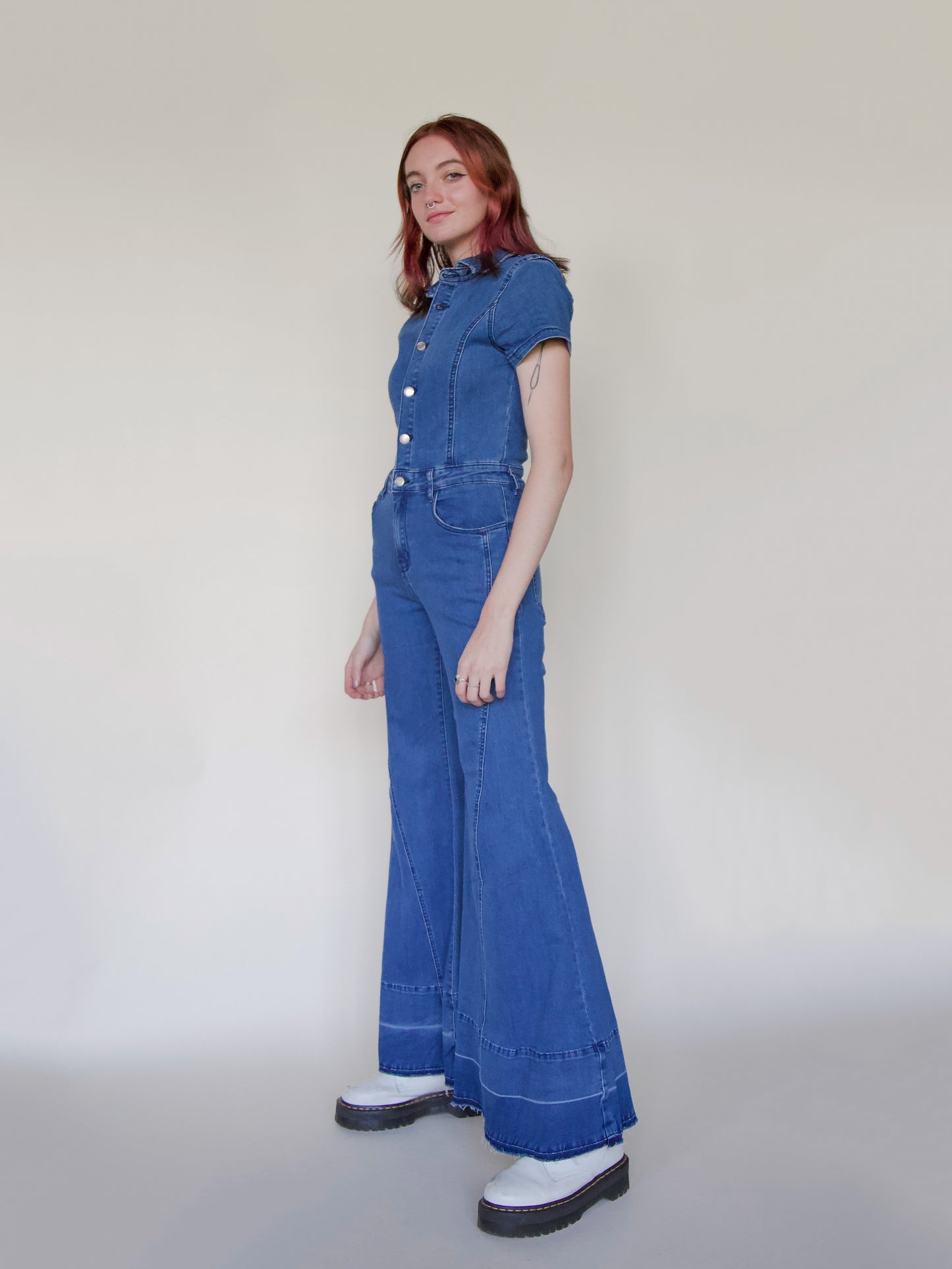 Wide Leg Denim Jumpsuit