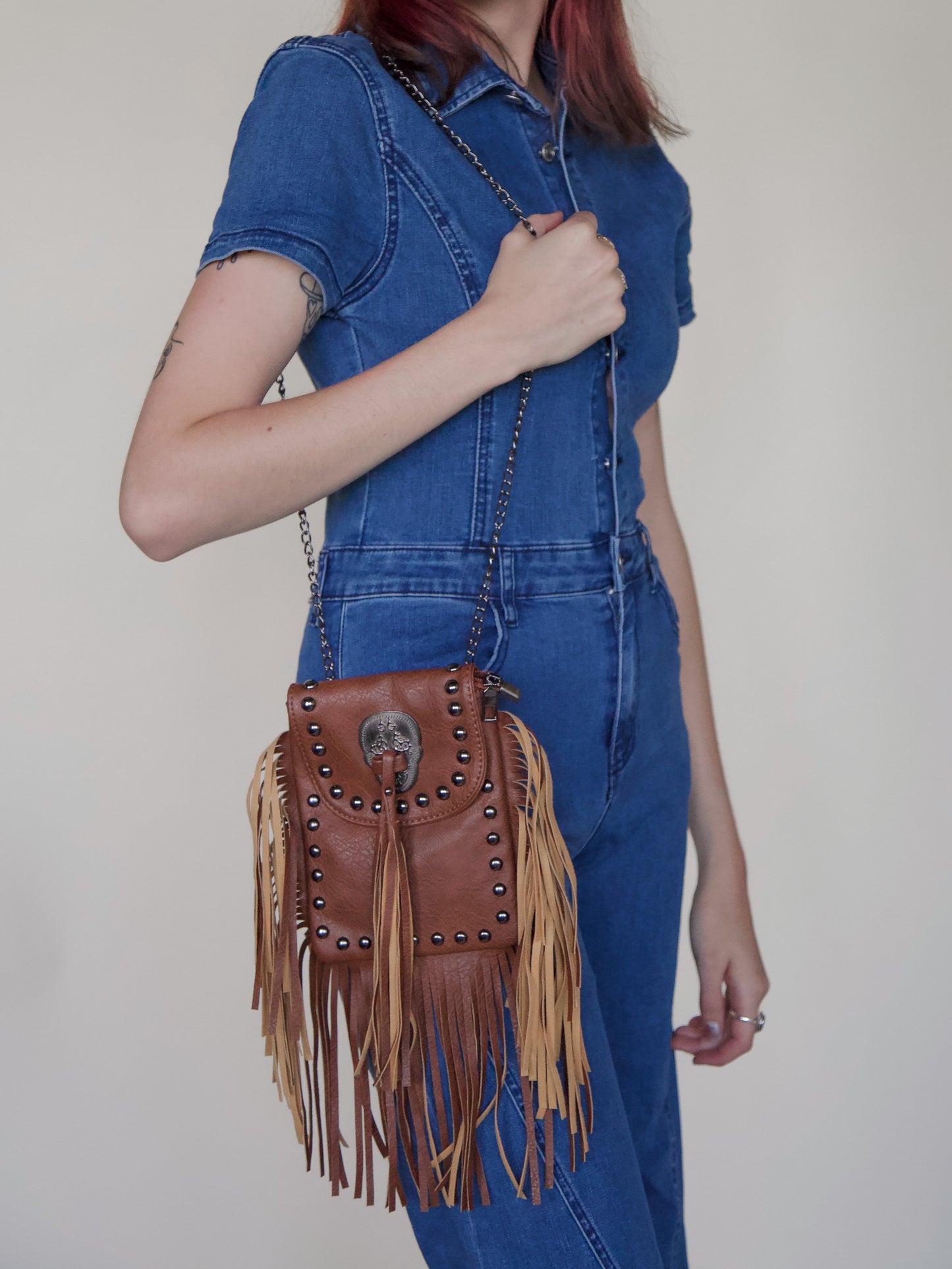 Vegan Leather Fringe Purse