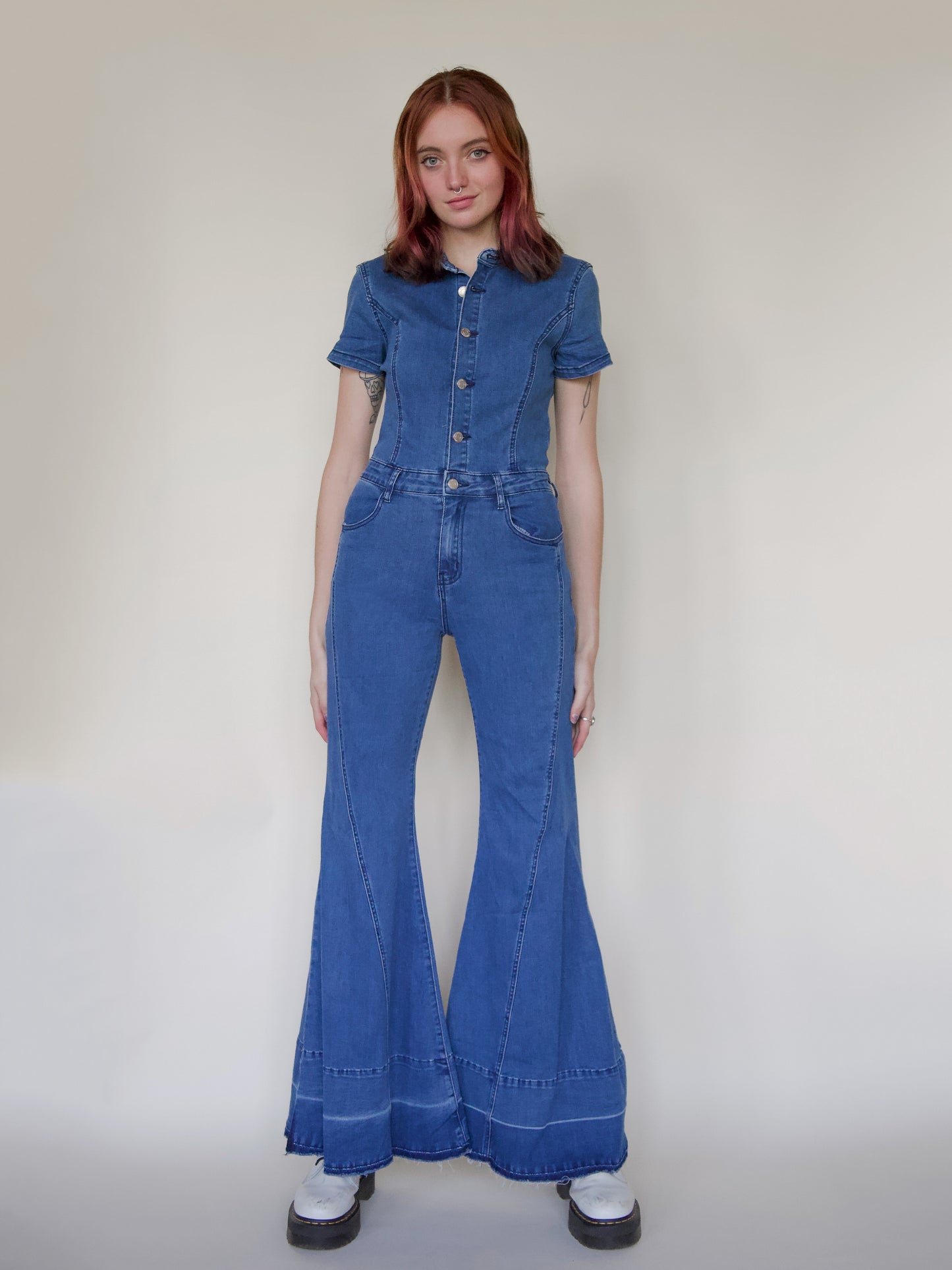 Wide Leg Denim Jumpsuit