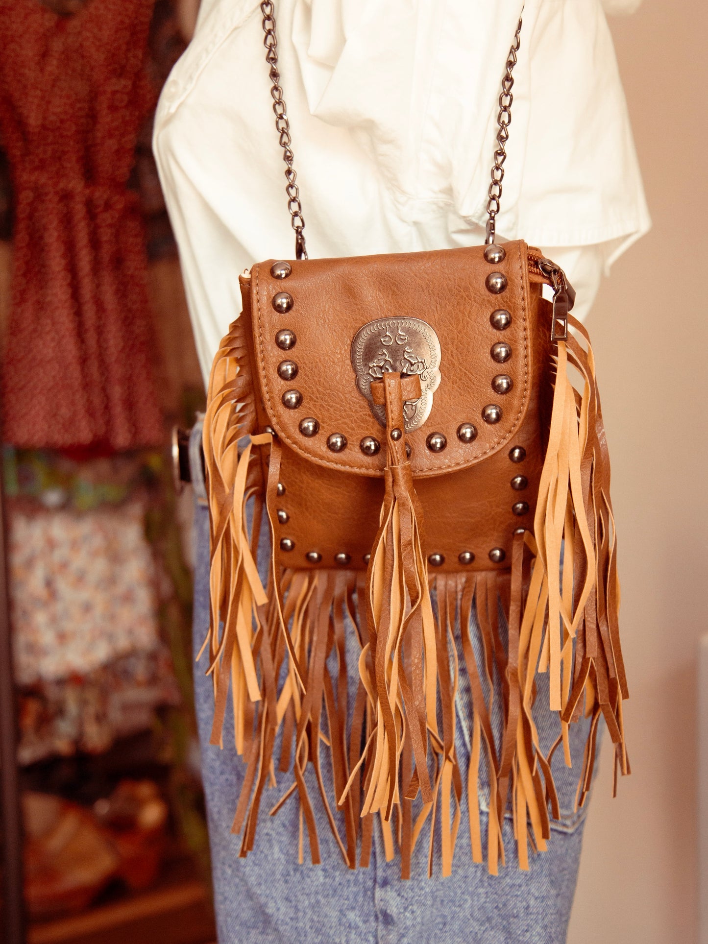 Vegan Leather Fringe Purse