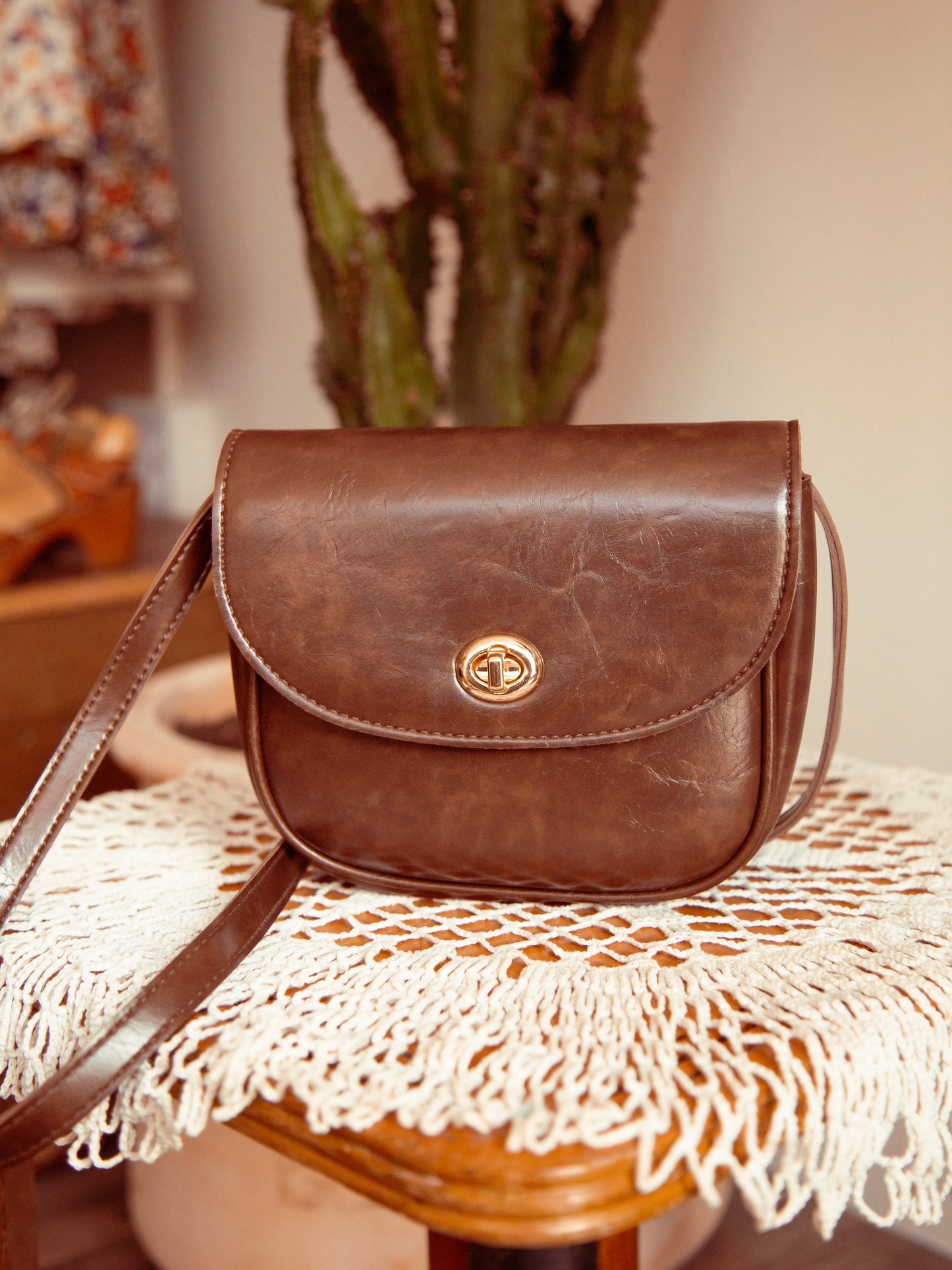 Vegan Leather Saddle Bag